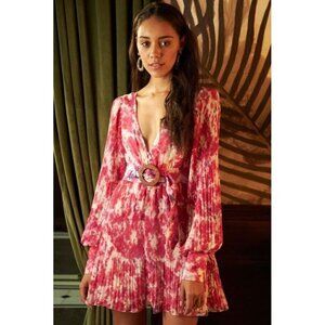 Rococo Sand Hikari Poly Jacquard Georgette Mini Dress Pink Purple Size Small